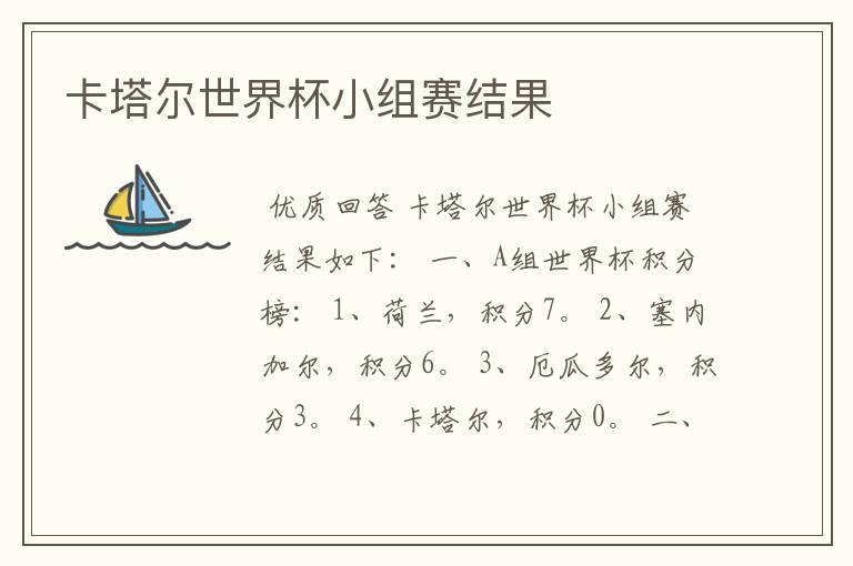 卡塔尔世界杯小组赛结果