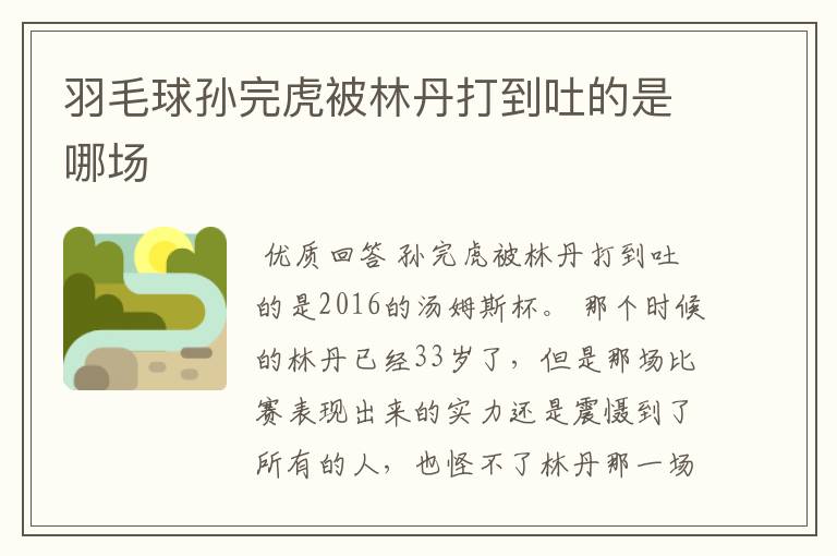 羽毛球孙完虎被林丹打到吐的是哪场