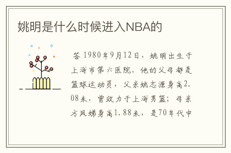姚明是什么时候进入NBA的