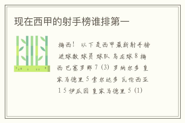 现在西甲的射手榜谁排第一