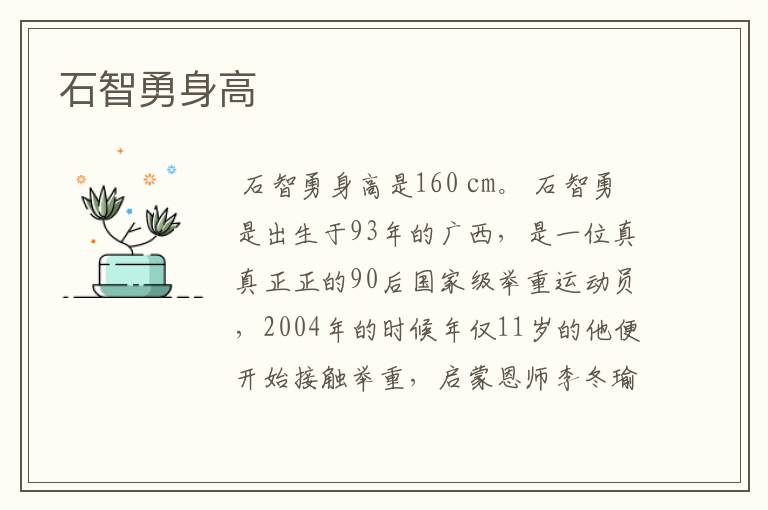 石智勇身高