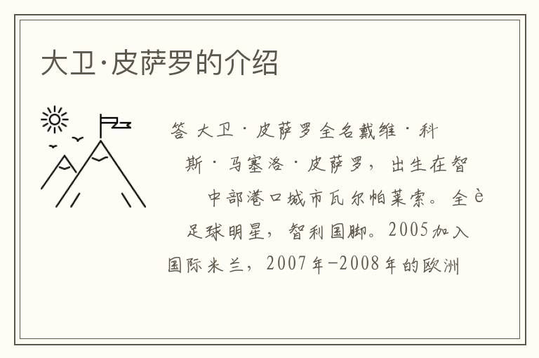 大卫·皮萨罗的介绍