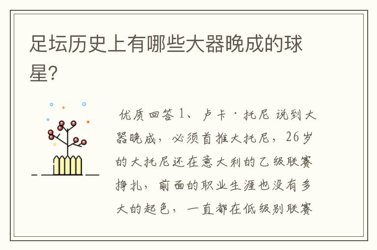足坛历史上有哪些大器晚成的球星?