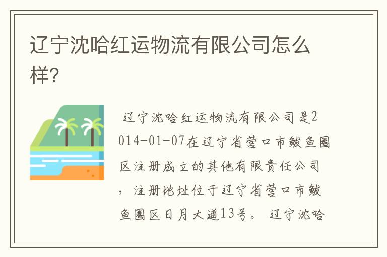 辽宁沈哈红运物流有限公司怎么样?
