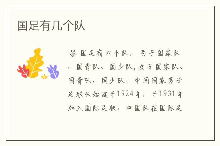 国足有几个队