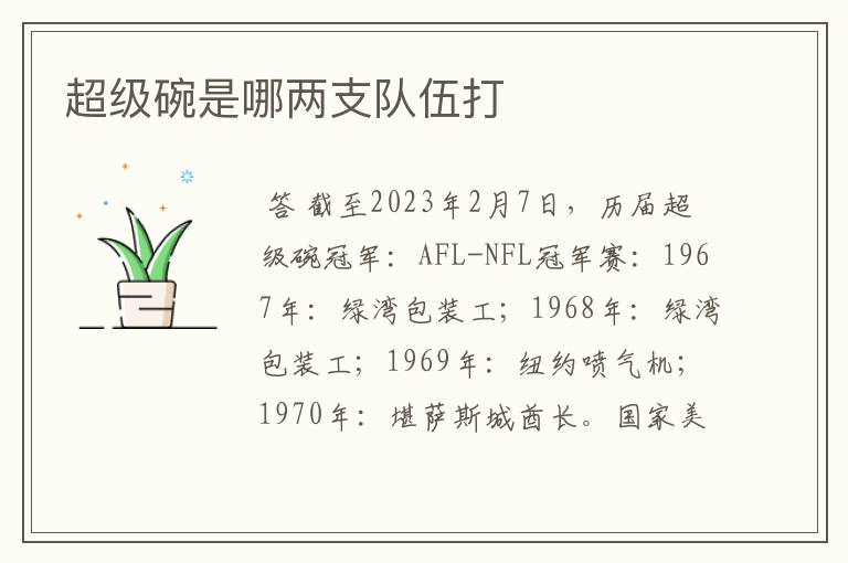 超级碗是哪两支队伍打