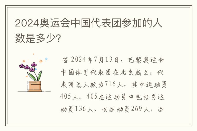 2024奥运会中国代表团参加的人数是多少?