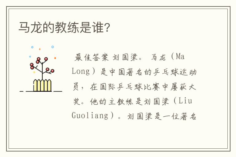 马龙的教练是谁?