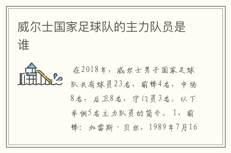威尔士国家足球队的主力队员是谁