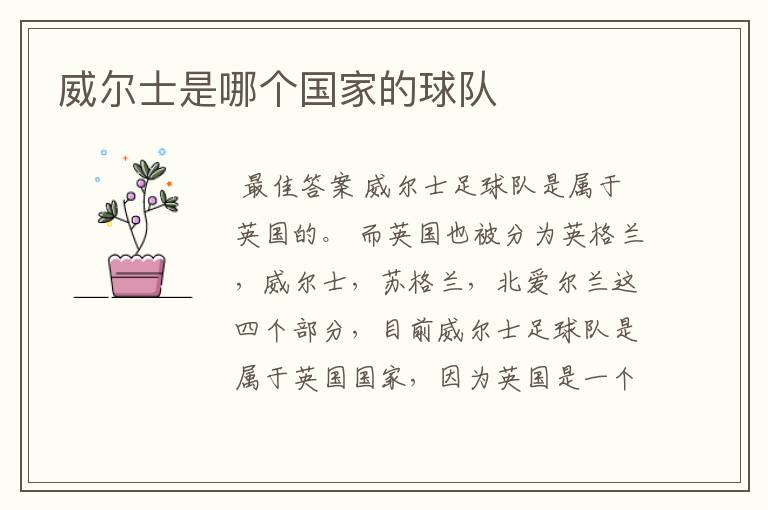 威尔士是哪个国家的球队