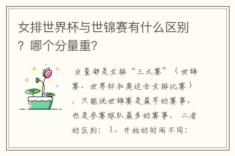 女排世界杯与世锦赛有什么区别?哪个分量重?