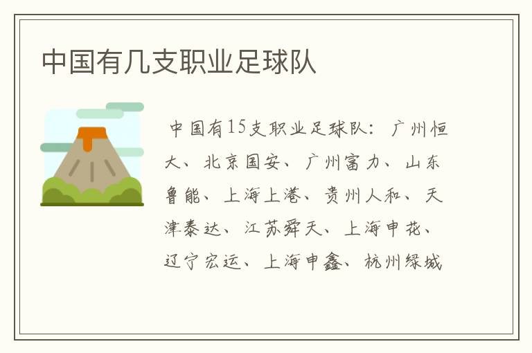 中国有几支职业足球队