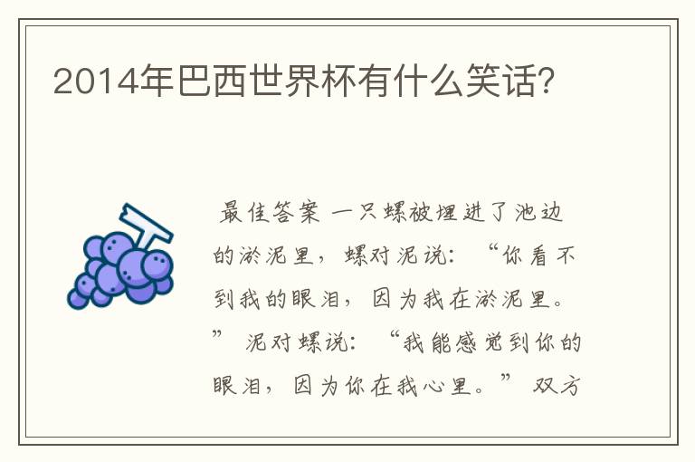 2014年巴西世界杯有什么笑话?