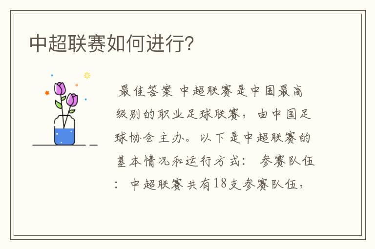 中超联赛如何进行?