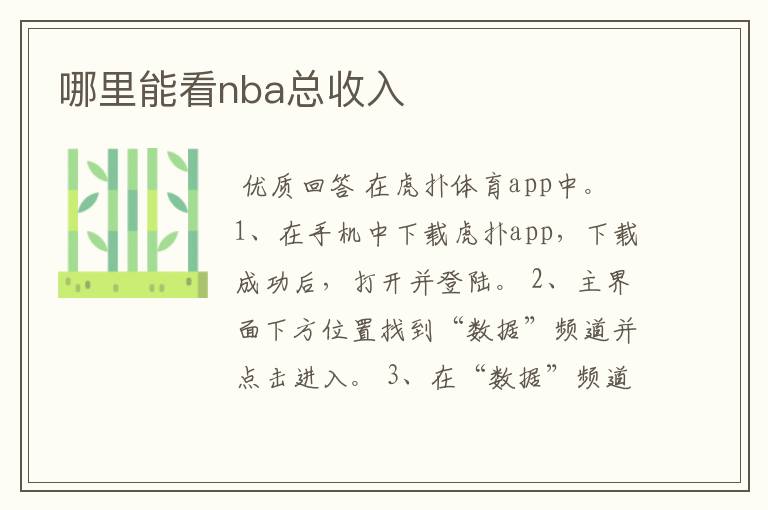 哪里能看nba总收入