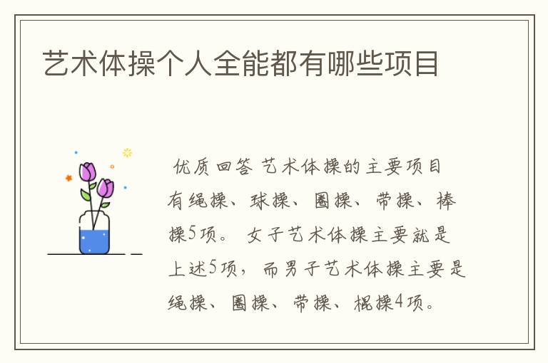 艺术体操个人全能都有哪些项目