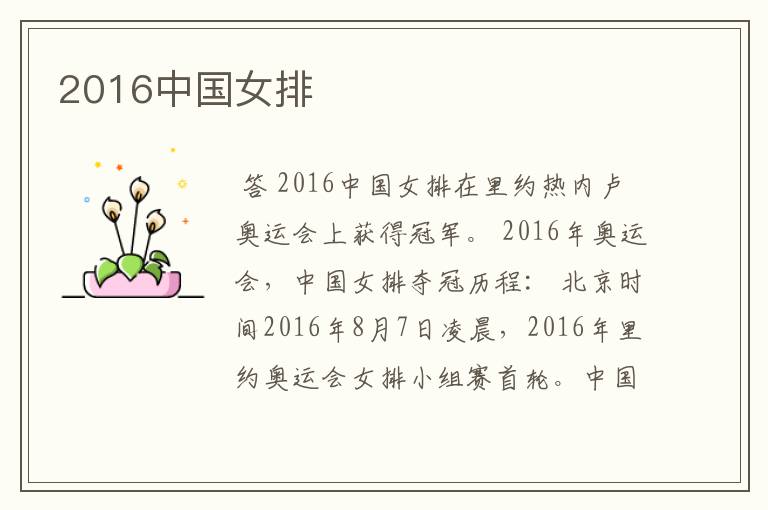 2016中国女排