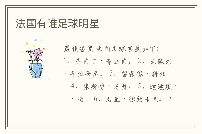 法国有谁足球明星