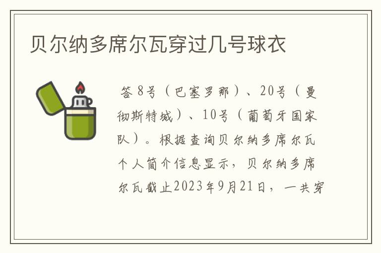 贝尔纳多席尔瓦穿过几号球衣
