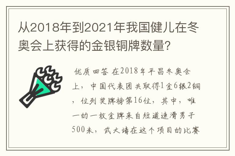 从2018年到2021年我国健儿在冬奥会上获得的金银铜牌数量?