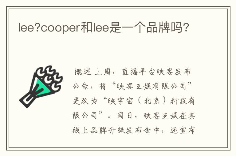 lee?cooper和lee是一个品牌吗?