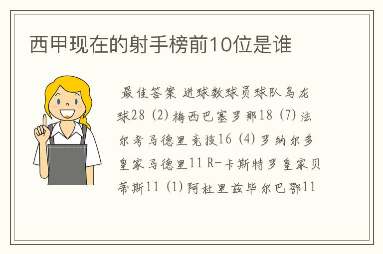 西甲现在的射手榜前10位是谁
