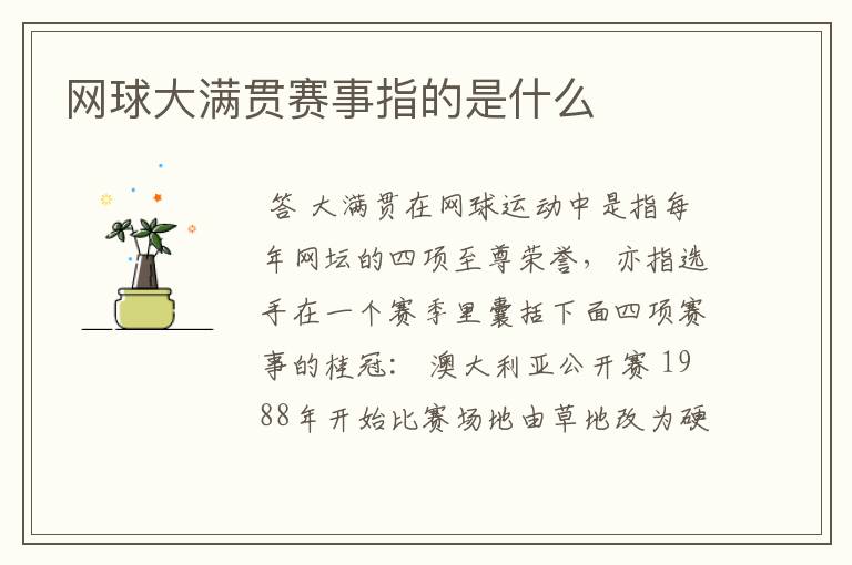 网球大满贯赛事指的是什么