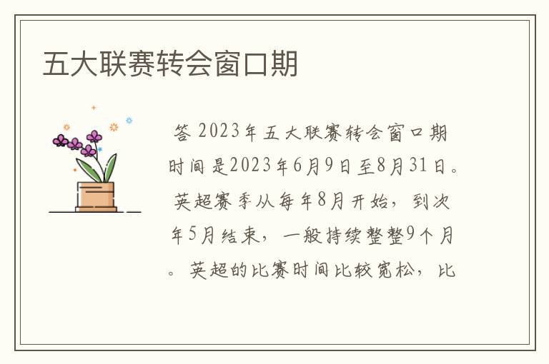 五大联赛转会窗口期