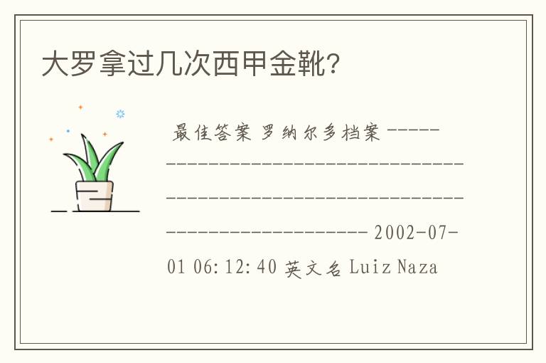 大罗拿过几次西甲金靴?