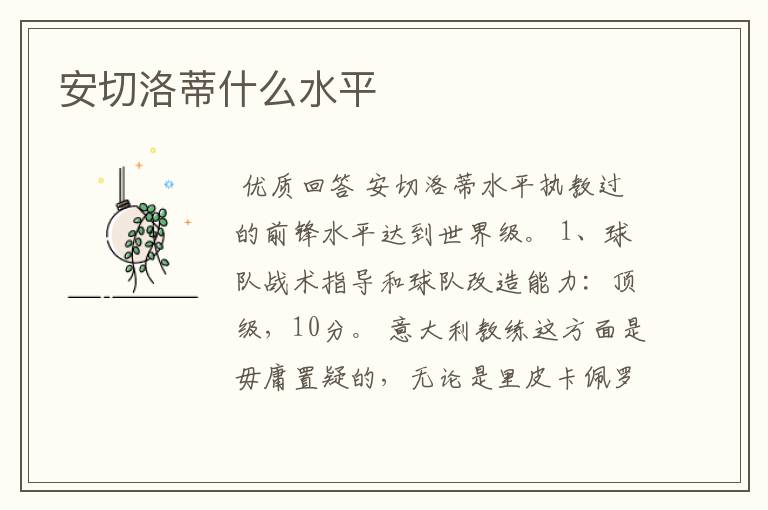 安切洛蒂什么水平