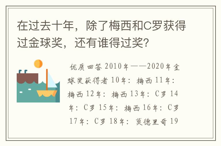 在过去十年,除了梅西和C罗获得过金球奖,还有谁得过奖?