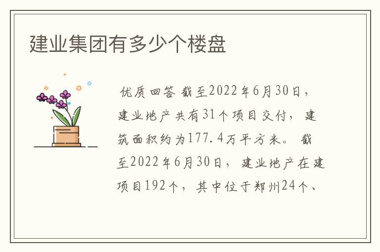 建业集团有多少个楼盘