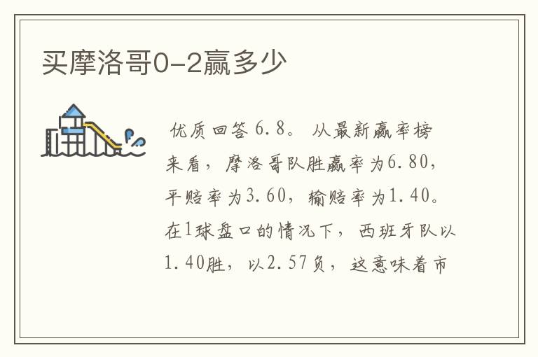买摩洛哥0-2赢多少