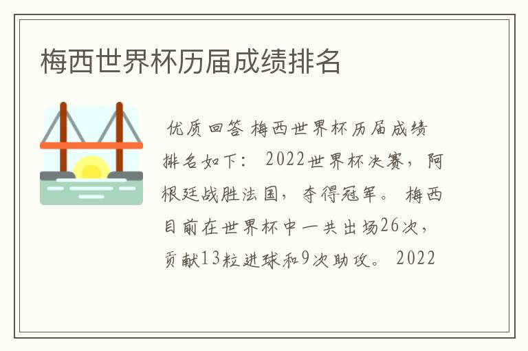 梅西世界杯历届成绩排名