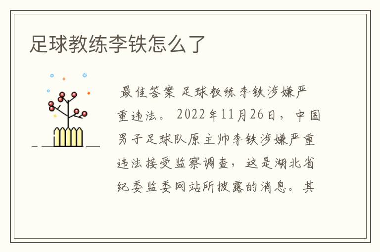 足球教练李铁怎么了