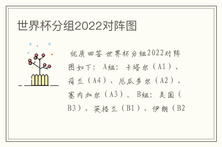 世界杯分组2022对阵图