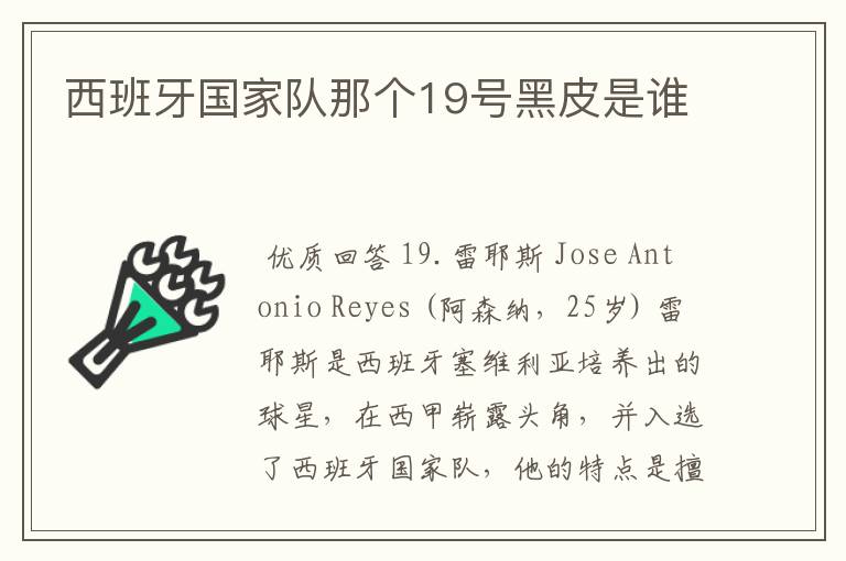西班牙国家队那个19号黑皮是谁