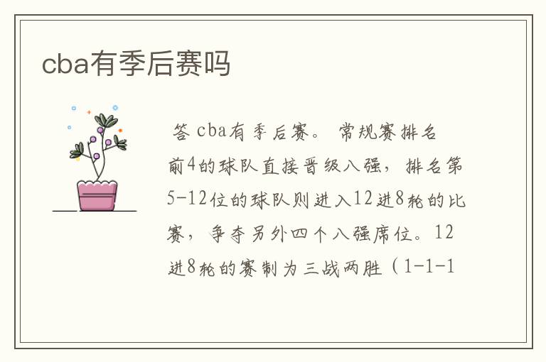cba有季后赛吗