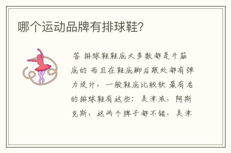 哪个运动品牌有排球鞋?