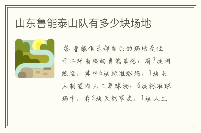 山东鲁能泰山队有多少块场地