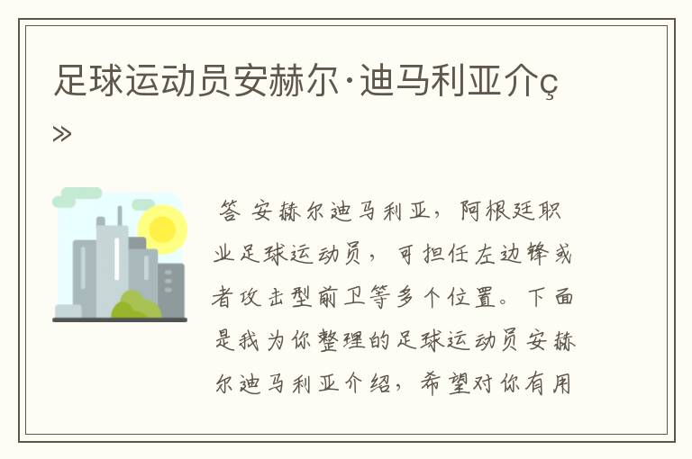 足球运动员安赫尔·迪马利亚介绍