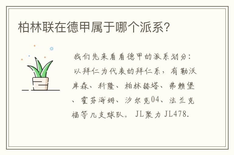 柏林联在德甲属于哪个派系?