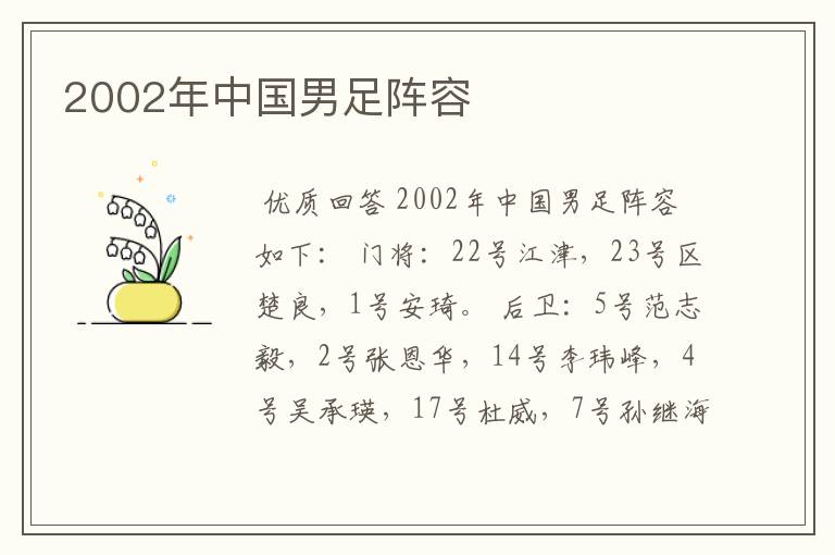 2002年中国男足阵容