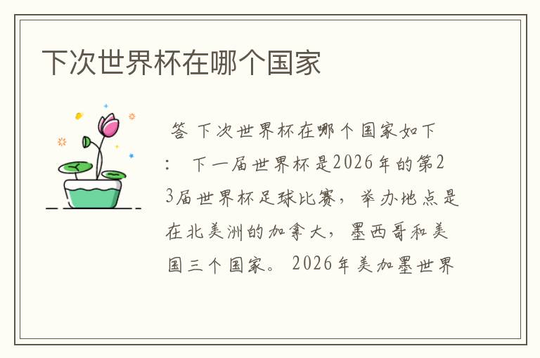 下次世界杯在哪个国家