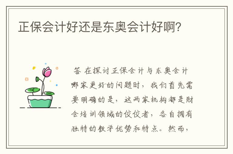正保会计好还是东奥会计好啊?