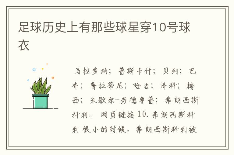 足球历史上有那些球星穿10号球衣