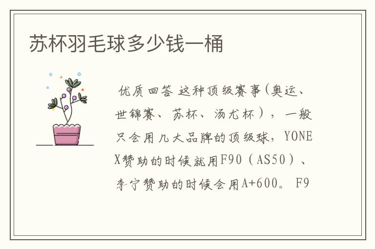 苏杯羽毛球多少钱一桶