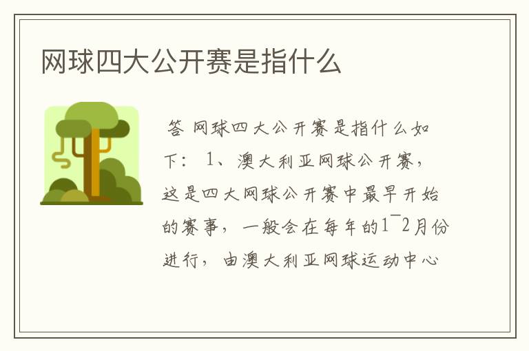 网球四大公开赛是指什么