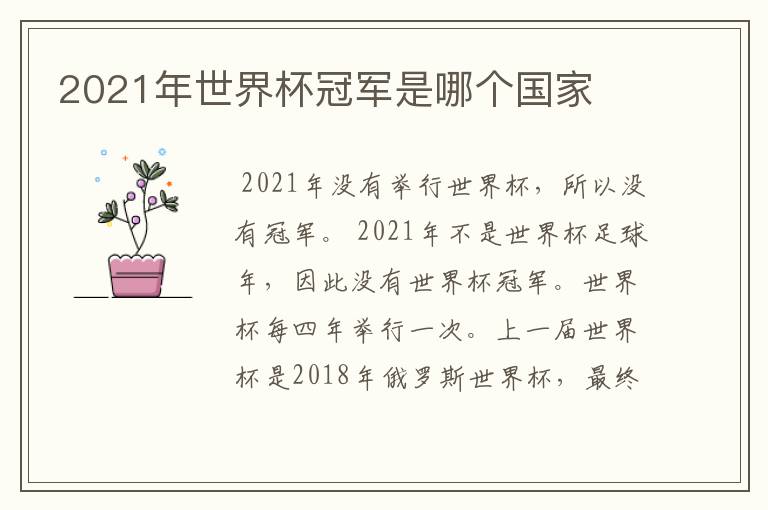 2021年世界杯冠军是哪个国家