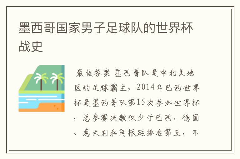 墨西哥国家男子足球队的世界杯战史